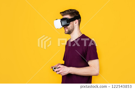 So real. young man in vr glasses. new technology and innovations. male in wireless headset. So real. young man in vr glasses. new technology and innovations. male in wireless headset. 122543853