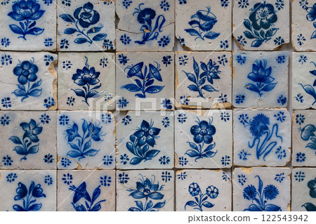 Azulejo white-blue tiles, Madeira, Portual 122543942
