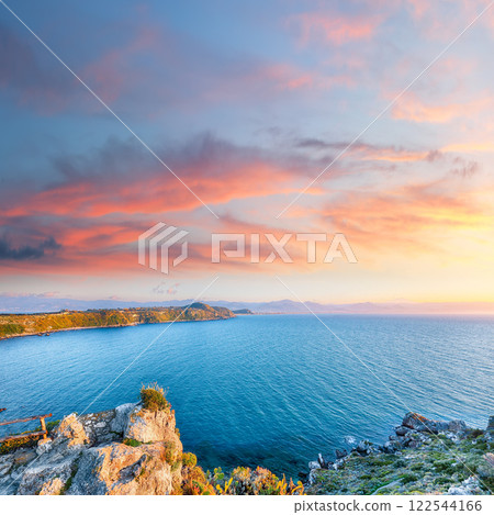 Awesome spring view on the the cape Milazzo panorama of nature reserve. 122544166