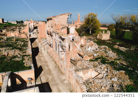 destroyed village of Belchite, aerial view. Spain 122544351