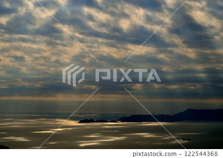 Scene after sunrise from Kamimoriyama Observatory. Halo from between the clouds. 122544368