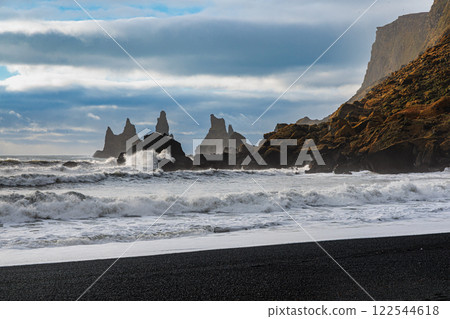 Vikurfjara Black Sand Beach near Vik on the island of Iceland Vikurfjara Black Sand Beach near Vik on the island of Iceland 122544618