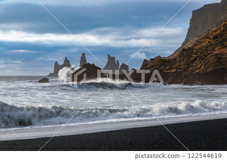 Vikurfjara Black Sand Beach near Vik on the island of Iceland Vikurfjara Black Sand Beach near Vik on the island of Iceland 122544619