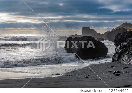 Vikurfjara Black Sand Beach near Vik on the island of Iceland Vikurfjara Black Sand Beach near Vik on the island of Iceland 122544625