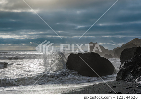 Vikurfjara Black Sand Beach near Vik on the island of Iceland Vikurfjara Black Sand Beach near Vik on the island of Iceland 122544626