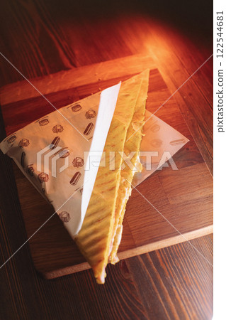 thin pancakes with ham and cheese in an envelope thin pancakes with ham and cheese in an envelope 122544681