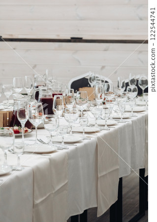 restaurant table setting, banquet, dishes are on 122544741