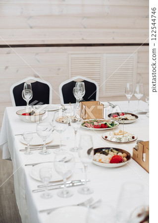 restaurant table setting, banquet, dishes are on 122544746