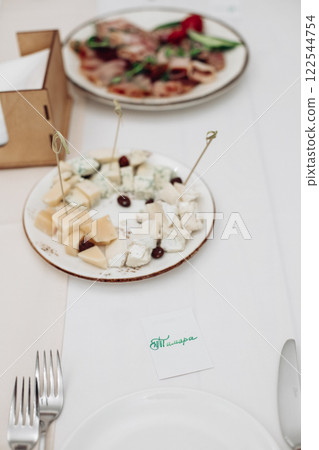restaurant table setting, banquet, dishes are on 122544754