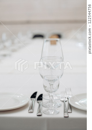 restaurant table setting, banquet, dishes are on restaurant table setting, banquet, dishes are on 122544756