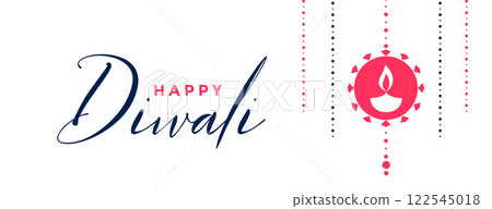 happy diwali flat decorative card design 122545018