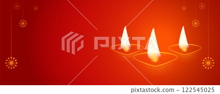 happy diwali red banner with diya design happy diwali red banner with diya design 122545025
