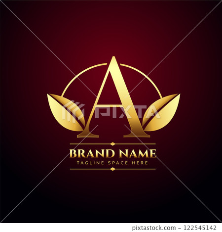 golden leaves letter A concept logo in premium style golden leaves letter A concept logo in premium style 122545142