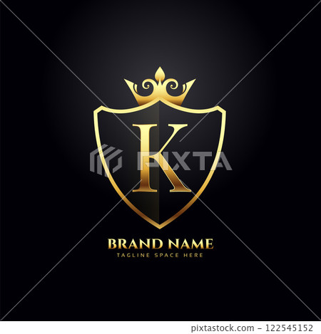 letter K luxury logo concept with golden crown 122545152