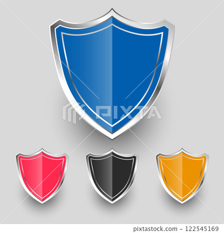 metallic badges shield symbols set design metallic badges shield symbols set design 122545169