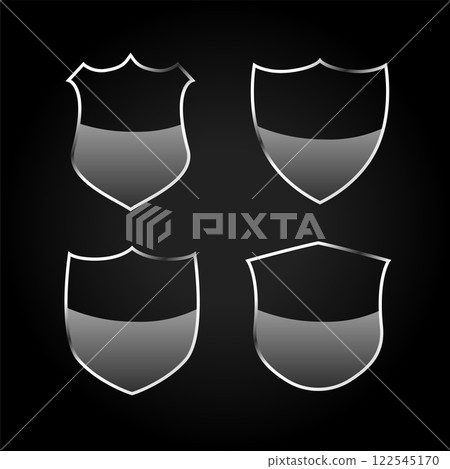 metallic black shield or badges icons set metallic black shield or badges icons set 122545170