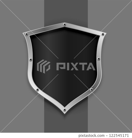 metallic shield symbol or badge design metallic shield symbol or badge design 122545171