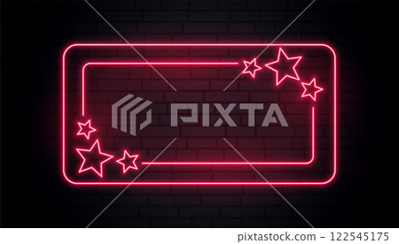 red neon stars frame with text space red neon stars frame with text space 122545175