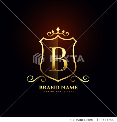 letter B ornamental golden logo concept design 122545200