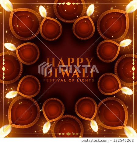 realistic happy diwali diya decoration background 122545268