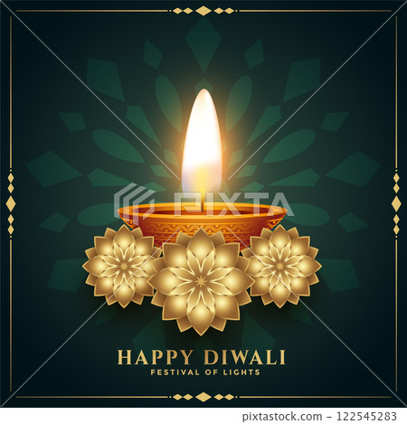 golden happy diwali premium festival card design 122545283