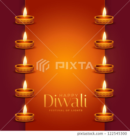 traditional happy diwali festival card with diya decoration 122545300