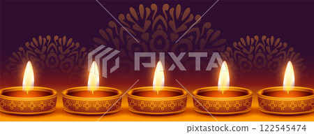 glowing diwali diya decorative festival web banner 122545474