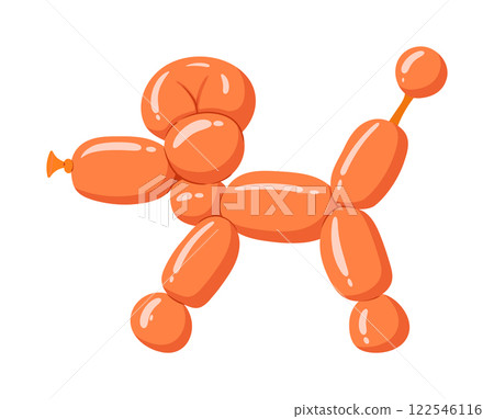 Dog shape balloon. Birthday party celebration dog animal helium air balloon, poodle shaped balloon flat vector illustration. Cartoon air balloon 122546116