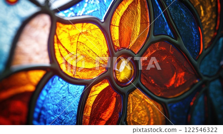 Stained Glass Close-Up Abstract Background 122546322