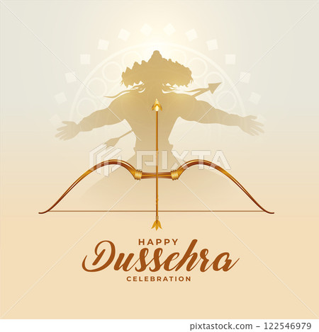 traditional dussehra festival card with ravan and bow arrow traditional dussehra festival card with ravan and bow arrow 122546979