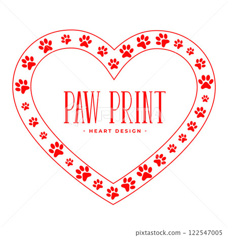 paw prints with heart shape animal love concept design 122547005