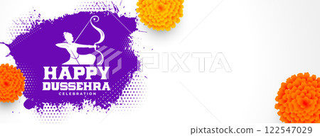 traditional happy dussehra festival banner with realistic flowers traditional happy dussehra festival banner with realistic flowers 122547029
