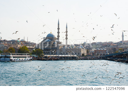 Beautiful view of Istanbul from a ship, crossing near Galata bridge. Beautiful view of Istanbul from a ship, crossing near Galata bridge. 122547096