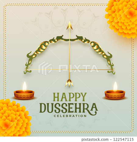 realistic happy dussehra traditional festival card design realistic happy dussehra traditional festival card design 122547115