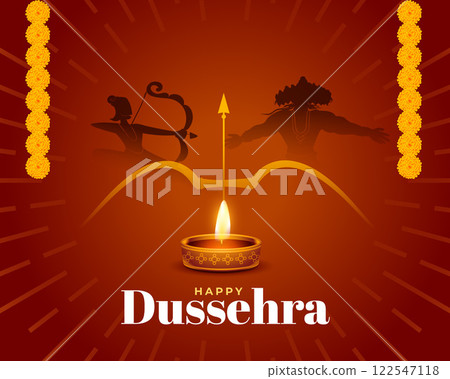 dussehra wishes background with lord rama killing ravana 122547118