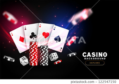 realistic casino background with cards chips and dice 122547150