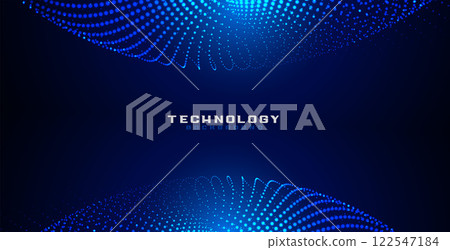 blue digital particle dots circular mesh background 122547184