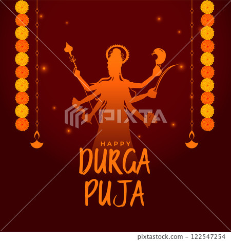 maa durga worship godess festival card design 122547254