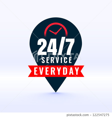 24 hours service everyday label with pointer design 122547275
