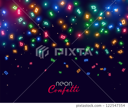 beautiful glowing neon falling confetti background 122547354