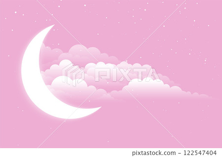 glowing moon with clouds and stars background glowing moon with clouds and stars background 122547404
