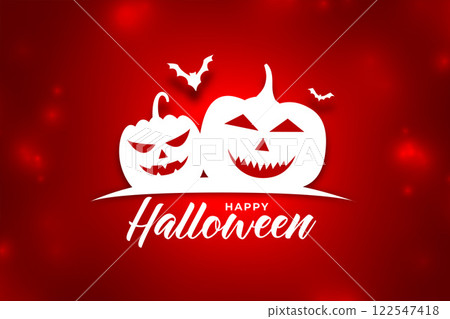 shiny red background with halloween pumpkins 122547418