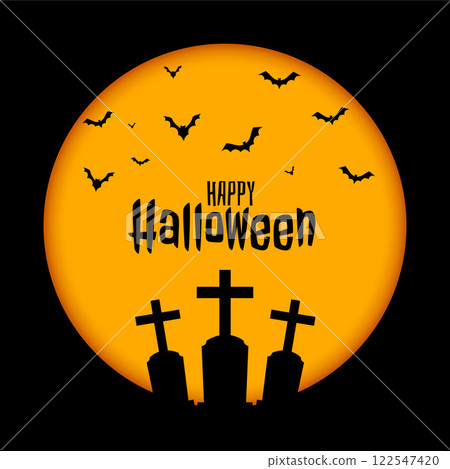 happy halloween background with grave and bats happy halloween background with grave and bats 122547420