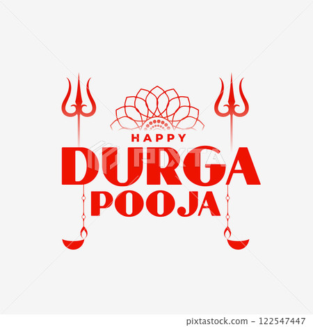 happy durga puja flat decorative greeting card 122547447