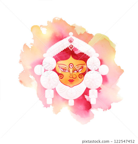 durga pooja festival card in watercolor style 122547452