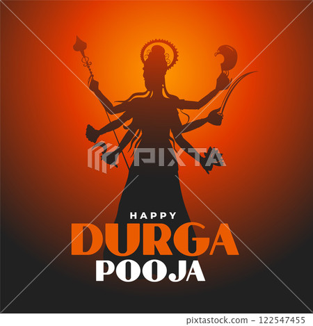 traditional happy durga pooja festival card design 122547455