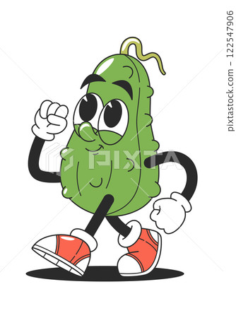 Kawaii green cucumber vegetable character 122547906