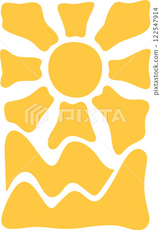 Hot yellow sun groovy poster 122547914