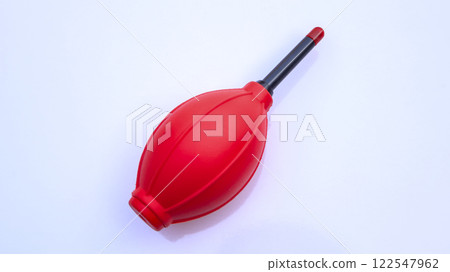 Close-Up of Red Rubber Air Blower, Dust Cleaner, Lens Cleaning Pump, Isolated on White Background 122547962