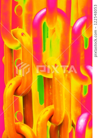 Heavy chain links. A heavy chain hangs from above. Changed color scheme. 122548053